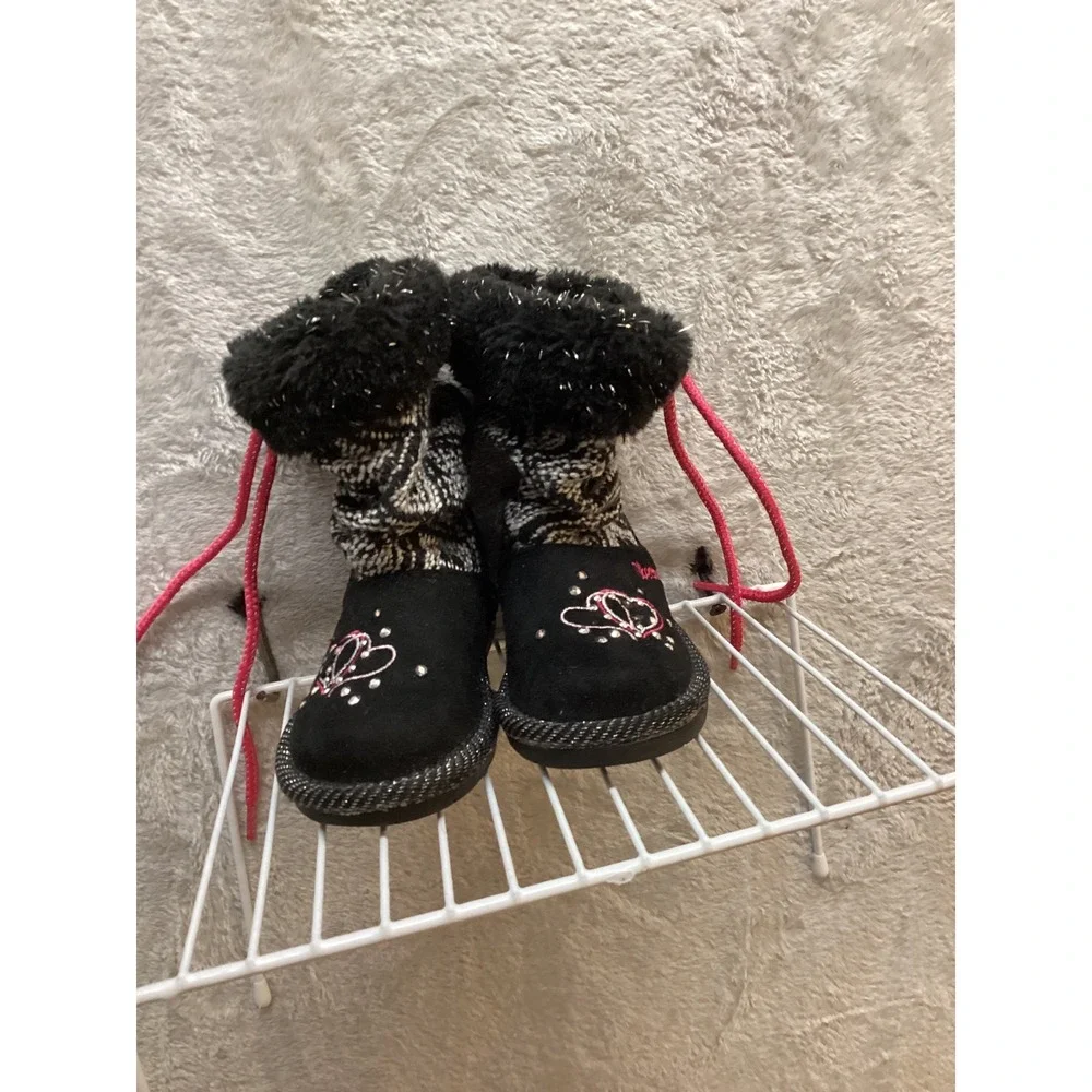 Skechers Kids Black Sparkle Heart‎ Winter Boots Toddler Size 5